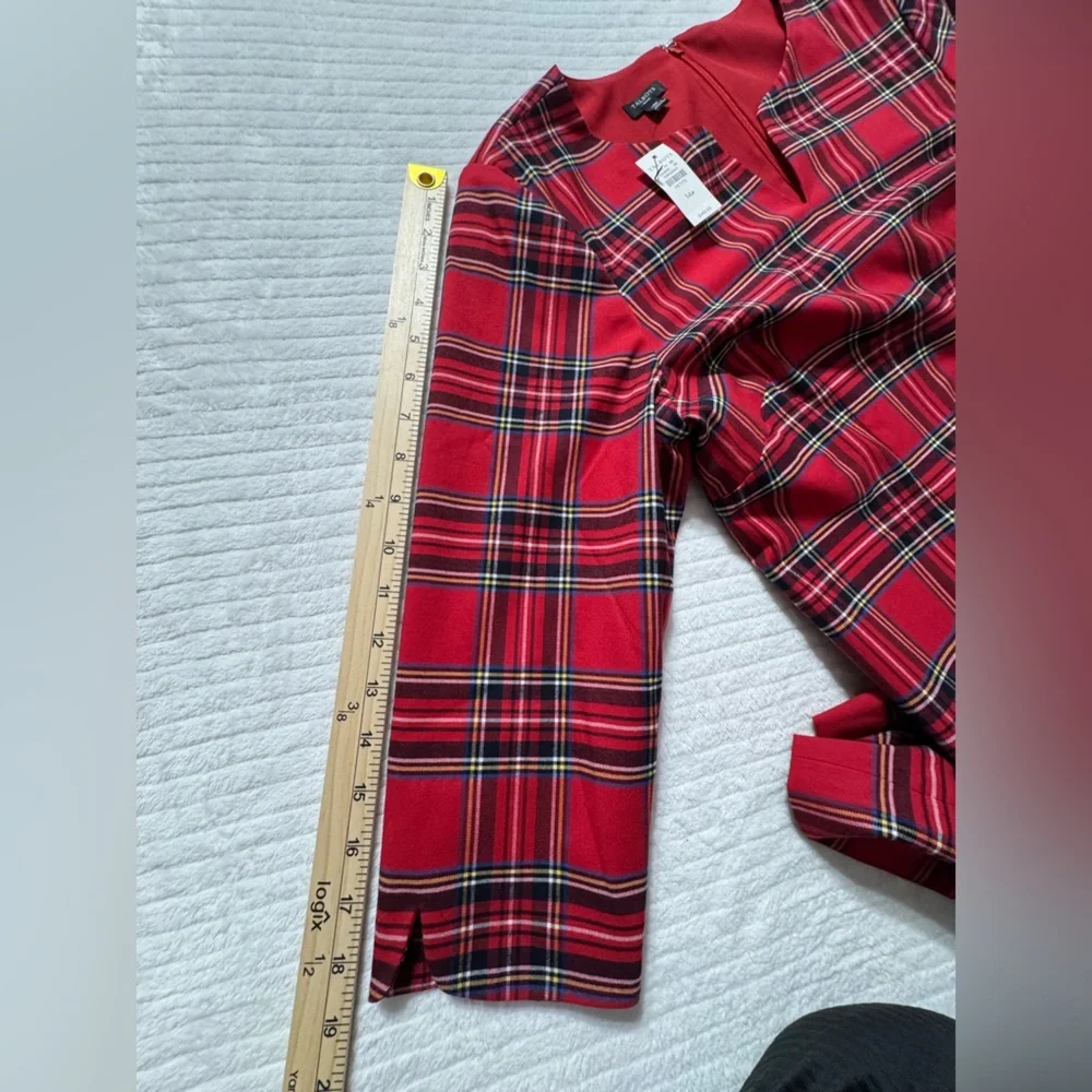 Talbots Women's Red Tartan Midi Dress - Picture 8 of 9